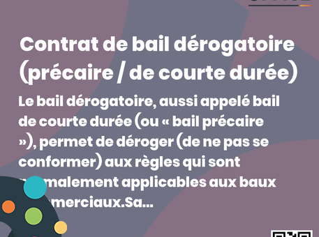 Definition Contrat de bail dérogatoire (précaire / de courte durée) 