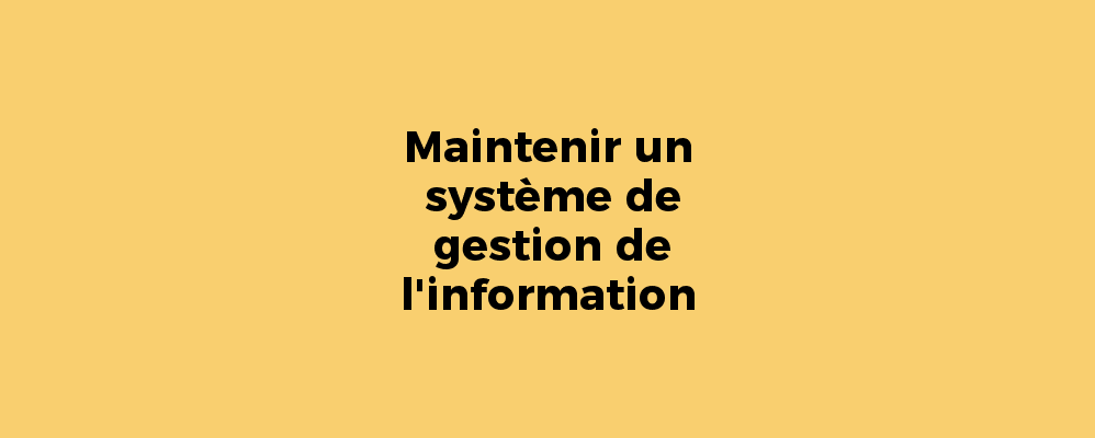 Maintenir un système de gestion de l'information