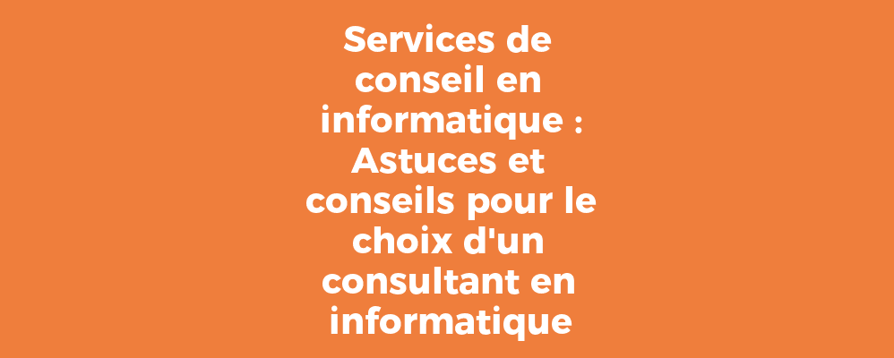 Services de conseil en informatique : Astuces et conseils pour le choix d'un consultant en informatique